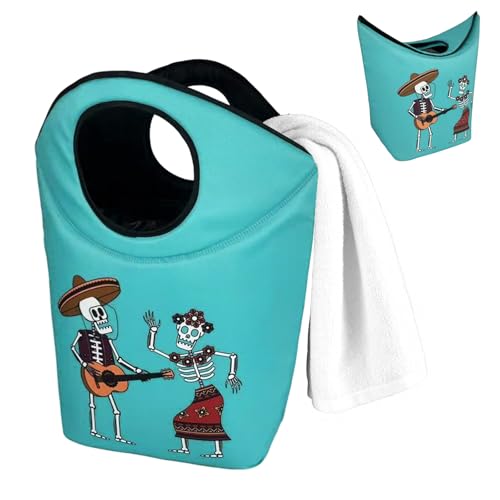 Collapsible Laundry Hamper 47L Waterproof Foldable Basket Dorm Travel - color: Skeleton-7, size: 17"L x 9.5"W x 18"H