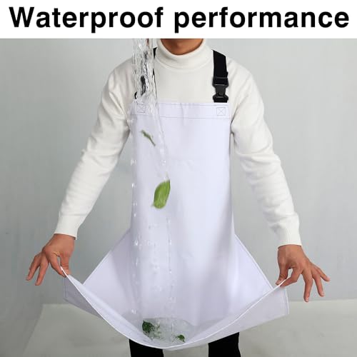 Heavy Duty Waterproof Apron,PVC, Adjustable Cross Strap,Chemical Resistant, for Butchering, Dishwashing, Food Factory - color: White