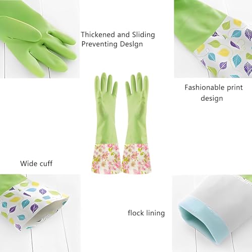 KINGFINGER Rubber Latex Waterproof Dishwashing Gloves for Kitchen,Precision Flocking Household Cleaning Gloves 2 pairs - size: Medium (Pack of 2)