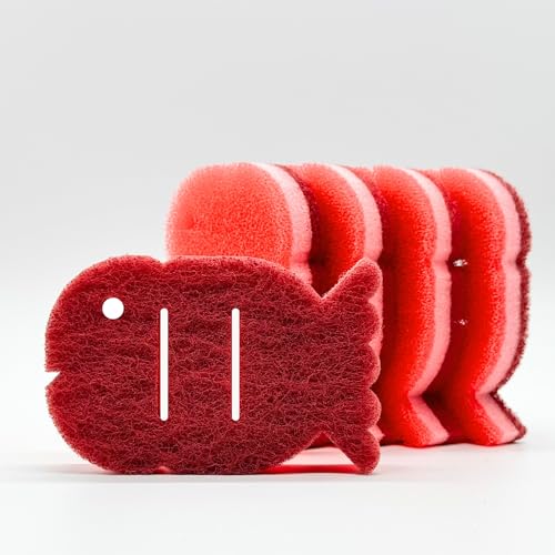 5 Pack Multipurpose Dual Sided Triple Layer Dish Sponges Kitchen (Fish) - style: Fish - 5ct
