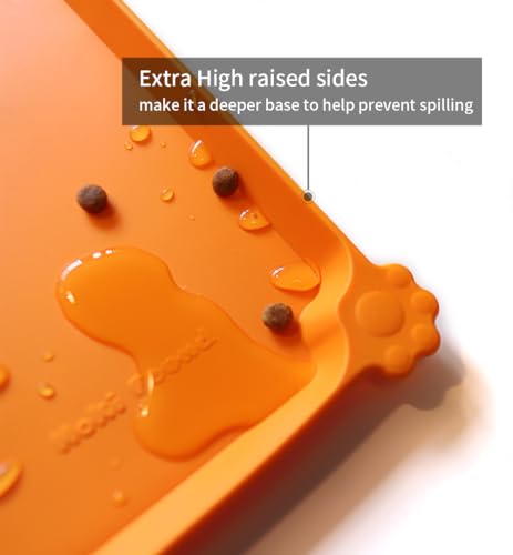 Hoki Found Silicone Non Slip Pet Feeding Mats - Bowl Placemat - Waterproof Dog Cat Food Mats - Orange - color: Orange, size: 19" x 12"