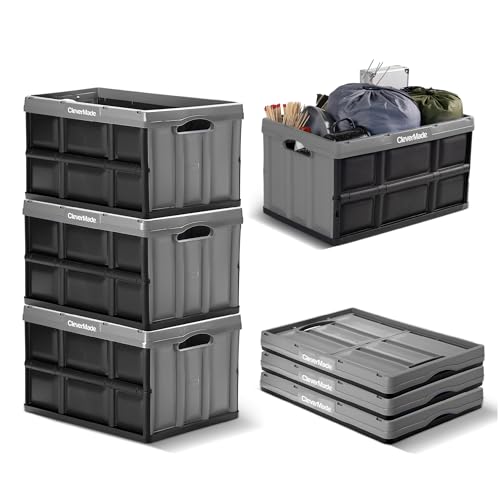 CleverMade Collapsible Storage Bins, 62L 3 Pack, 100 lb Stackable, Stone - color: Stone, size: 62l - 3 Pack