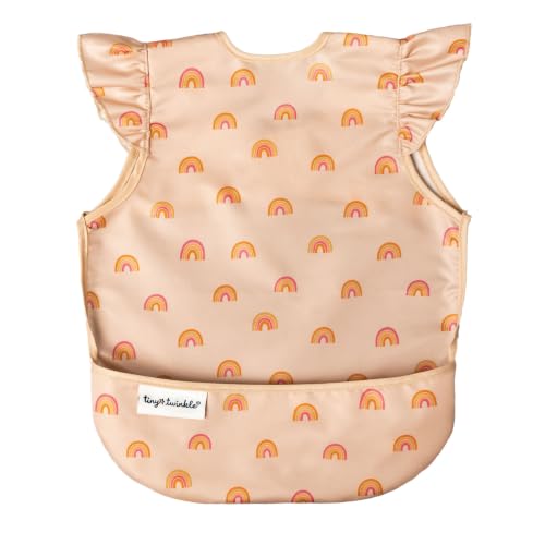 Tiny Twinkle Mess Proof Baby Bib for Girls | Waterproof Toddler Bib for Eating | Baby Apron for Feeding | Machine Washable | Perfect Shower Gift (Boho Rainbow, 6–24M) - color: Boho Rainbow, size: Small 6-24 Months