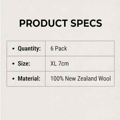 Premium XL Wool Dryer Balls 6 Pack - 100% Organic New Zealand Wool - Reusable Natural Fabric Softener - Reduces Wrinkles & Shortens Drying Time - XL Jumbo Size Set of 6
