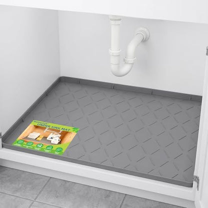Mateeylife Under Sink Mat Kitchen Waterproof, Silicone Sink Tray 28"X19" - color: Dark Grey, size: 19''W x 28''L