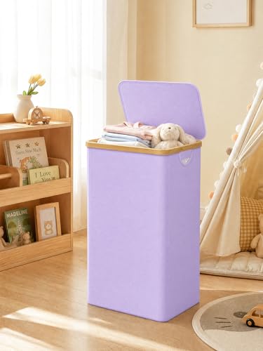 IEGrow Laundry Hamper with Lid,110L Laundry Basket with Mesh Bags,Purple - color: Purple, size: 110L
