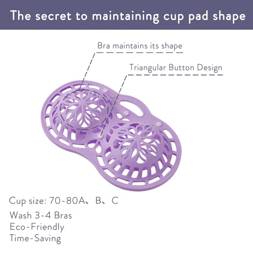 Sablier Bra Laundry Bag, Lingerie Bags for Washing Delicates, Button Slot Design, Durable & Resistant to Deformation, Silicone Bra Wash Bags for Sports Sexy Maternity Seamless Bras - color: Purple