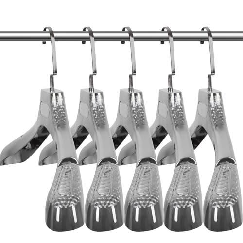 DEDU Suit Hangers for Men 20 Pack, Sweater Hangers No Shoulder Bump Non Slip Width 17.7", Plastic Clothes Hangers Silver Gray with Metal Hook - color: Silver Gray-20