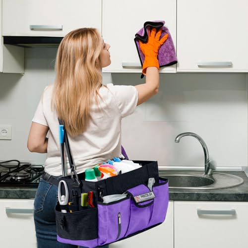 Large Cleaning Caddy for Cleaning Suppliers Organizer,15" Storage Organizer for House Clean Essential, Wearable Cleaing Bag, Storage Caddy for Housekeeping - color: Purple, size: Large