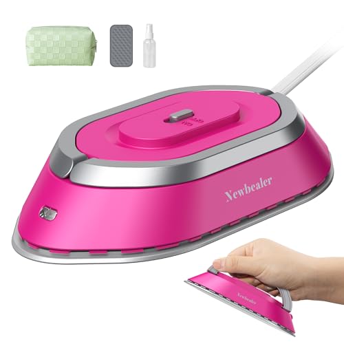 Newbealer Travel Iron Set, 100-240V Mini Dry Iron for Clothes (No Steam) - color: Hotpink