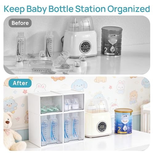 Vtopmart White Stackable Storage Drawers, 2 Pack Tall Organizers - style: 2pack High White
