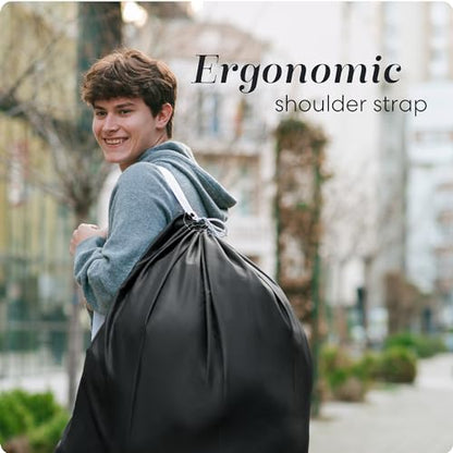 Handy Laundry Bag with Shoulder Strap 30"x40" 2-Pack, Heavy Duty, Black - color: Black, size: 2-Pack