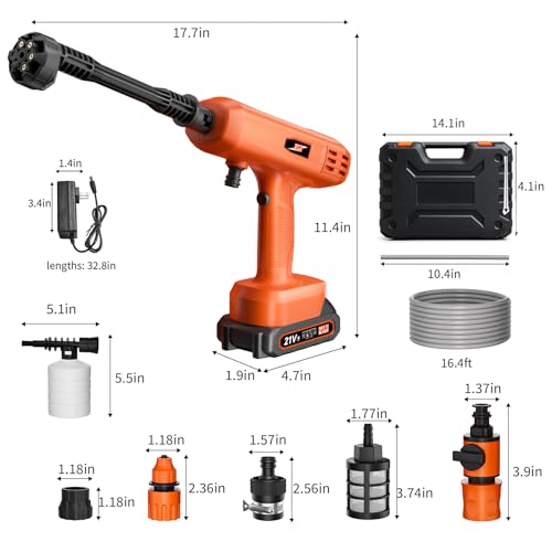 Cordless Pressure Washer, Portable Battery Power Washer Electric Car Pressure Washer Handheld with 6-in-1 Nozzle 3000mah Battery, Small Power Car Cleaner for Floor Garden Fence Depot
