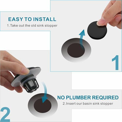 WELSAN Matte Black Pop Up Sink Stoppers for Bathroom Sink 1 1/8"-1 1/2" - color: Matte Black