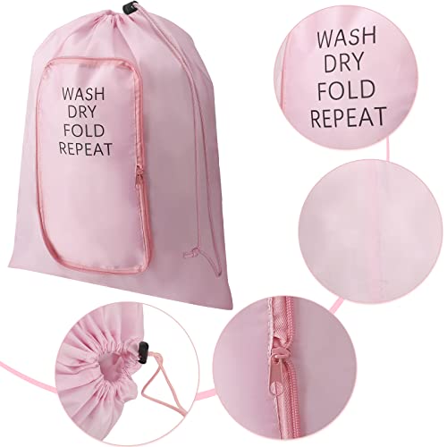 Boao 2 Pcs Travel Laundry Bag with Drawstring Zipper - color: Pink, size: Classic