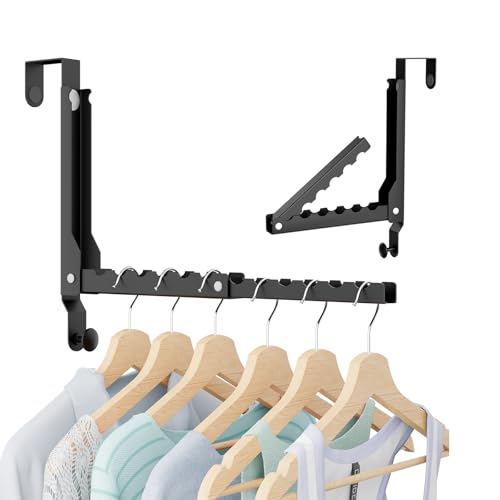 Foldable Over the Door Hooks, Over the Door Hanger for Space Saving - color: Black-1(UP)