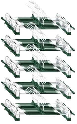 Pants Hangers with Clips, 50 Pack, Dark Green,12 Inch - color: Dark Green, size: 50 Pack