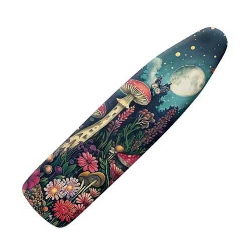 Moon Mushroom Ironing Board Cover Heat Reflective Anti-dust, Soft Fabric Cover with Padding Scorch Resistant Home Iron Decorations - color: Moon Mushroom 2