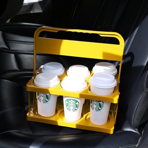 musbus Reusable Drink Carrier with Handle, Yellow,1PK, 6Cup - color: Yellow, size: 6 CUP