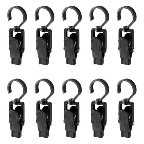 Jiozermi 10 PCS Laundry Hooks Clip, Plastic, Black - color: Black, size: 10
