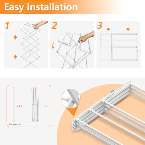 3-Tier Clothes Drying Rack Drying Rack Clothing Pure White-1pack - color: Pure White