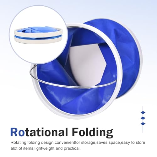 11L Car Collapsible Water Bucket, Foldable Space-Saving Car Camping Washing Bucket with Handle, Waterproof Portable Fabric Pop Up Water Container for Cars, Trucks, SUVs (Blue)