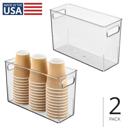 iDesign Tall Plastic Storage Bin with Handles, Set of 2, Clear - style: Pack of 2