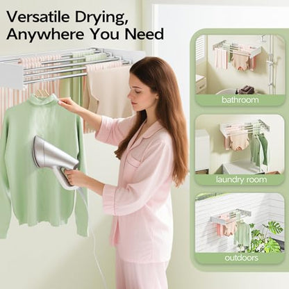 Vikaqi Wall Mounted Clothes Drying Rack 32", Foldable Wall Laundry Rack - color: White, size: 32" Wide