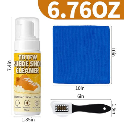 TBTFW Suede Shoe Cleaner, 6.7 Oz Foam Shoe Cleaner, for Removing Stains From Sports Shoes, Leather, and Suede Leather