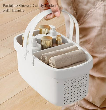 Pulseplay Plastic Shower Caddy Basket with Handle,White - color: White