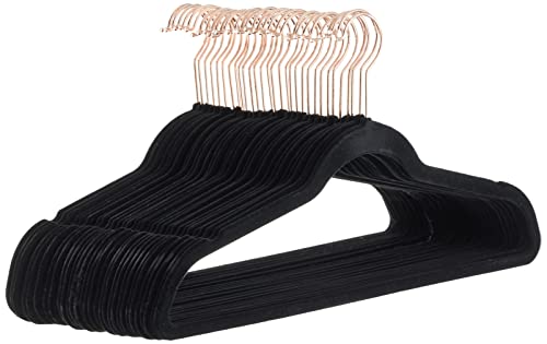 Amazon Basics Slim Velvet Non-Slip Space Saving Sturdy Suit Clothes Hangers, Closet Organizer, Black/Rose Gold, 30-Pack - color: Black and Rose Gold, size: Pack of 30