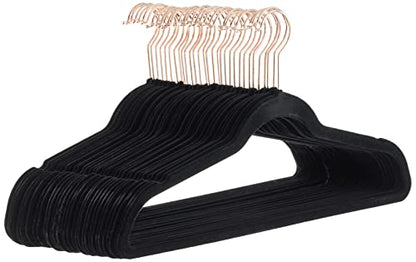 Amazon Basics Slim Velvet Non-Slip Space Saving Sturdy Suit Clothes Hangers, Closet Organizer, Black/Rose Gold, 30-Pack - color: Black and Rose Gold, size: Pack of 30