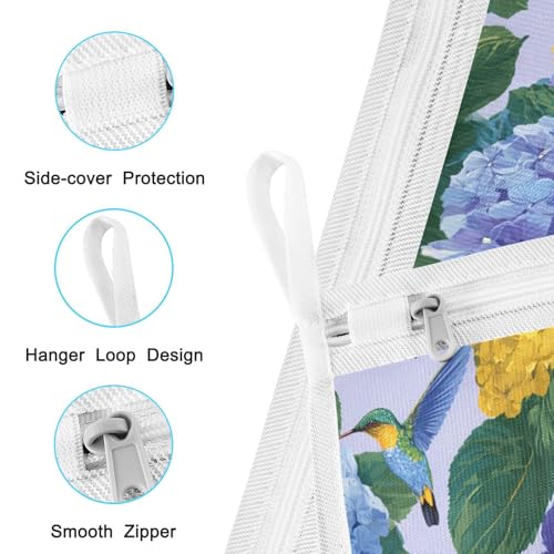 Mesh Laundry Bags Lingerie Bags for Washing Delicates 2 PCS Durable Wash Bag with Zipper Small and Medium Washable Blue Hydrangeas Hummingbirds - color: Blue Hydrangeas Hummingbirds
