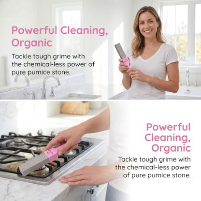 Pumice Stone for Cleaning Gas Stove Grates Top and Toilet with 2 Handle - 6Pack Cleaning Pumice Stone Toilet Bowl Cleaner for Oven