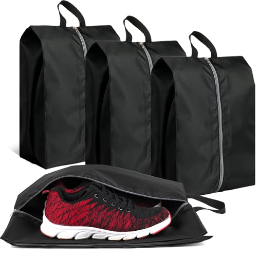 Shoe Bags for Travel, Set of 4 Pack Shoe Travel Bags for Packing Large - color: Black
