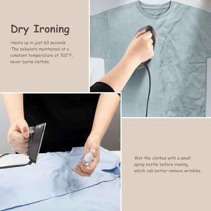 Newbealer Travel Iron Set, 100-240V Mini Dry Iron for Clothes (No Steam) - color: Brown