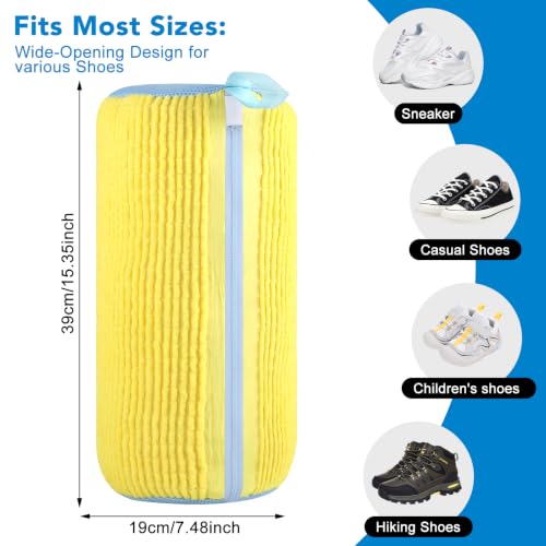 Dntorx 2 PCS Shoe Washing Machine Bag Shoe Laundry Bags, Yellow & Blue Chenille Mesh Shoe Bag for Washing Machine with L-Shaped Zipper, Fits Sneaker Tennis Shoes - color: Yellow&Blue
