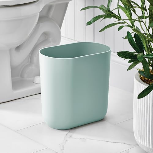 iDesign Small Slim Plastic Bathroom Trash Can, 2-Pack, Blue - color: Soft Aqua, style: Pack of 2