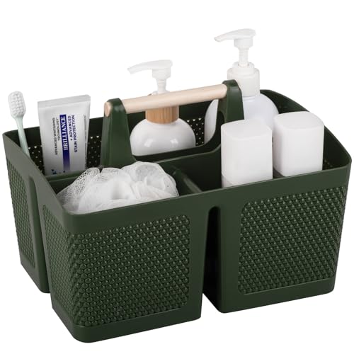 Plastic Shower Caddy, Portable Shower Basket with Handle, Dark Green - color: Dark Green