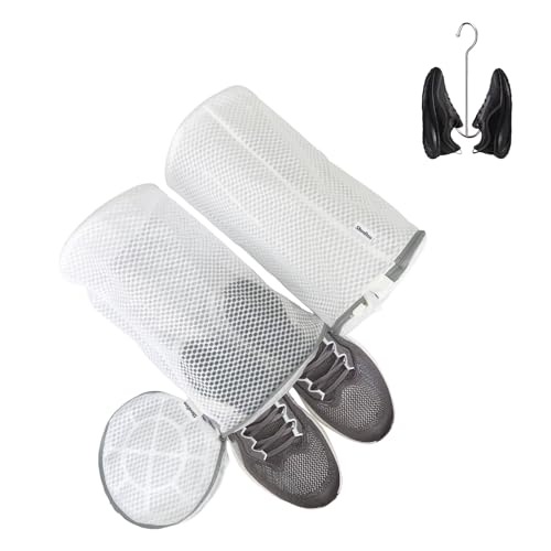 Shoe Washing Machine Bag,3 Pack Laundry Shoe Bag for Washer and Dryer,Mesh Laundry Bags with Zipper for Sneakers,Trainers,Socks,Bras,Delicates,and Toys