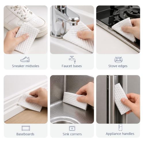 Magic Cleaning Sponge Sheets 60 Pack Textured Melamine Eraser Pads, Convex Point Scrubbers for Kitchen, Bathroom, Office, Rental Home, Sink, Tub, Wall and Multi-Surface Stain Removal - size: 60pcs sheet