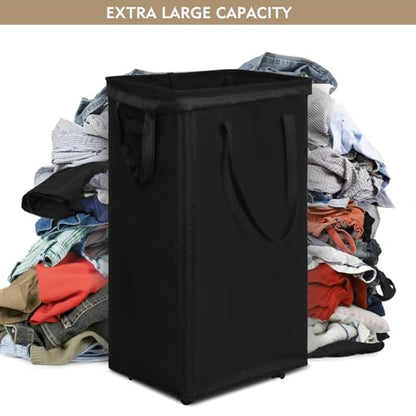 DOKEHOM 90L X-Large Rolling Laundry Basket Hamper on Wheels, Black - color: Black, size: X-Large Pro 29"