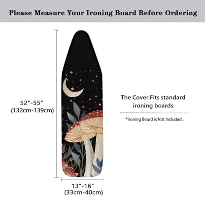 Moon Mushroom 15x54 Ironing Board Cover Elastic Edge Applicable Standard Size Iron Board Cover, Stain Resistant Ironing Mat Home Accessories - color: Moon Mushroom
