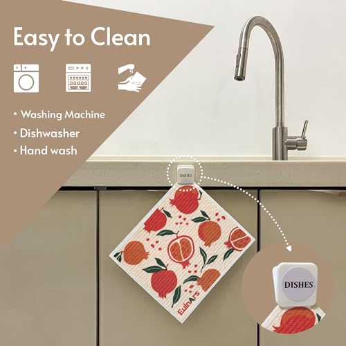 Eulnars Swedish Dishcloths for Kitchen, 8 Pack Reusable Paper Towels with Clips, Non-Scratch Swedish Dish Towels, Super Absorbent Cellulose Sponge Cloths, Eco Friendly Gifts - color: Colorful Berries