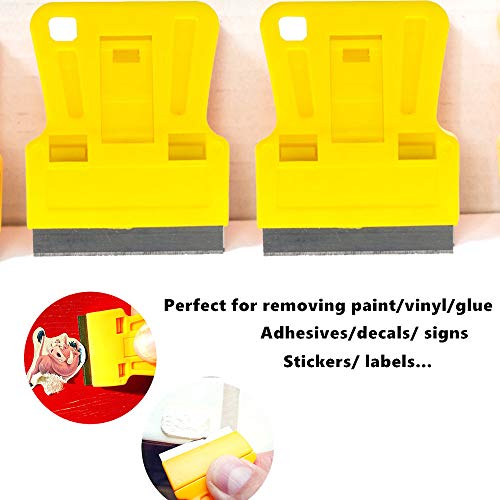 1.5 inch High Visibility Mini Razor Blade Scraper Glass Scraper Paint Window Scraper With 5 Metal Scraper Razor Blades 5 Dual Plastic Double Edge Razor Blades Removing Decal Stickers Old Glue - color: Set C