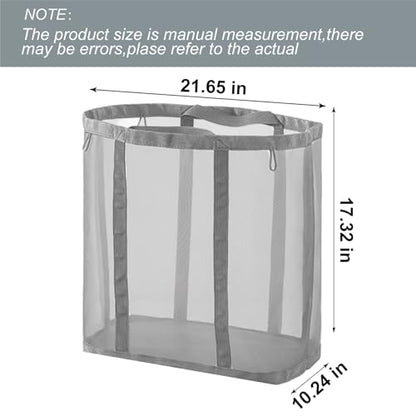 Mesh Bag with Handles, Collapsible Laundry Basket, Foldable Laundry Bag, Breathable Folding Beach Bag,Space-saving Travel Tote Bags (1, Grey) - color: Grey