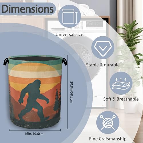 Retro Big Foot Laundry Basket,Oxford Cloth Laundry Hamper with Handle Foldable Portable Clothes Storage Basket for Bathroom Bedroom Dorm Room 16" x 20.8" - color: Retro Big Foot Forest
