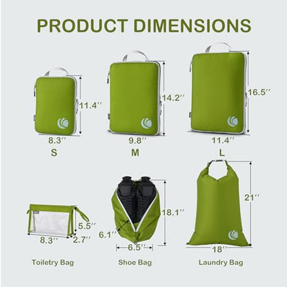 Cipway Compression Packing Cubes for Travel (8 Piece,Green) - color: Green, size: 8PCS