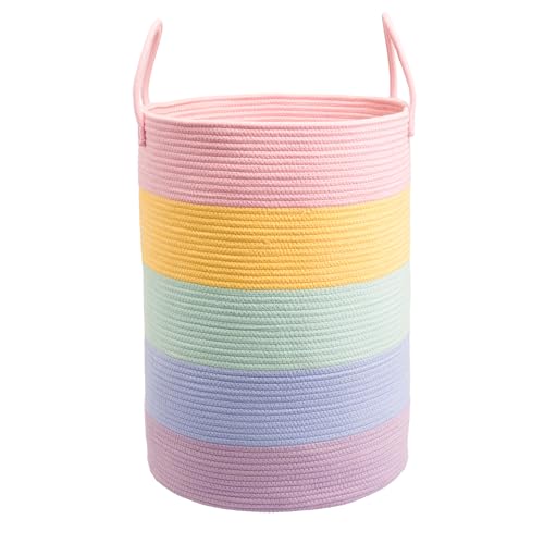 XUANGUO Rope Laundry Basket Hamper for Kids Girl Large, rainbow - color: rainbow, size: Large