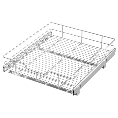 Pull Out Cabinet Organizer 21" W X 22" D, Chromed, Full Slide Out Drawers - color: 1 Tier - Chrome-Plated, size: 20" W X 22" D